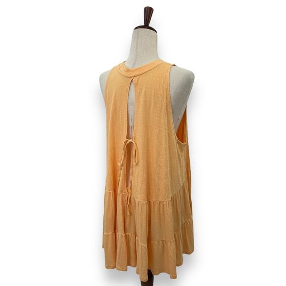 Free People Tiered Tunic Tank Top Size XS Oversized Apricot Orange Right on Time - Picture 7 of 11